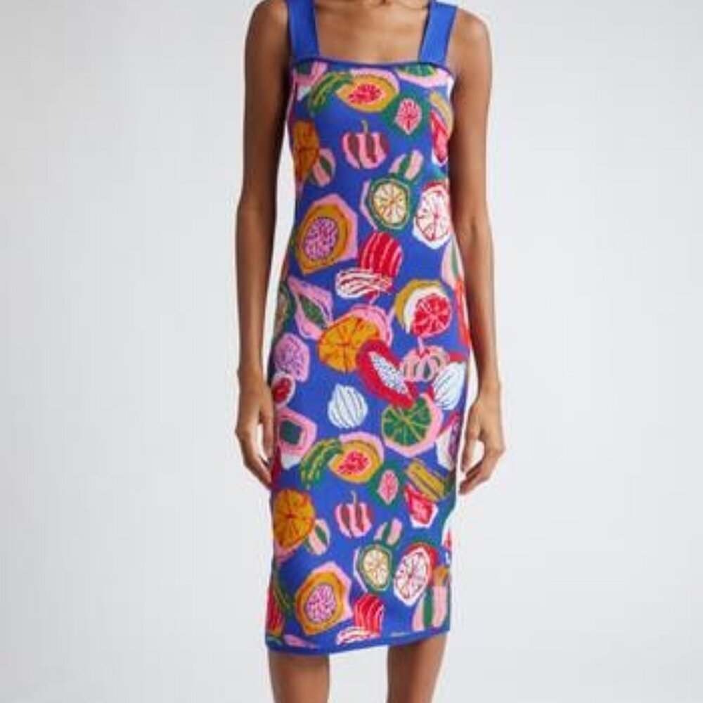FARM Rio Colorful Fruit Salad Knit Midi Dress Medium M